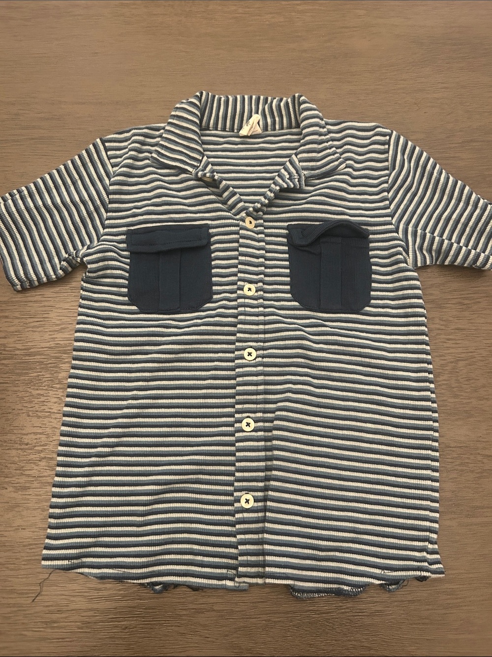 kate quinn Navy & light blue Striped Button-Down Shirt